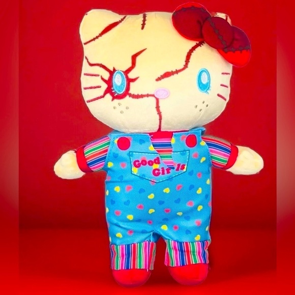 HELLO KITTY x CHUCKY Child's Play 9"" inch Plush Stuffed Doll Toy Halloween NEW - Picture 3 of 8